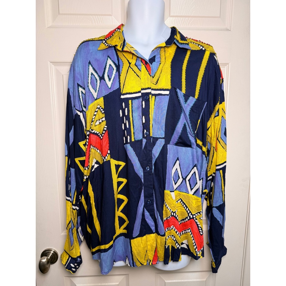 Vintage Matris Collection Unisex XXL Multicolored Beaded Fantasy 90's Shirt